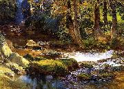 Frederick Arthur Bridgman River Landscape with Deer oil